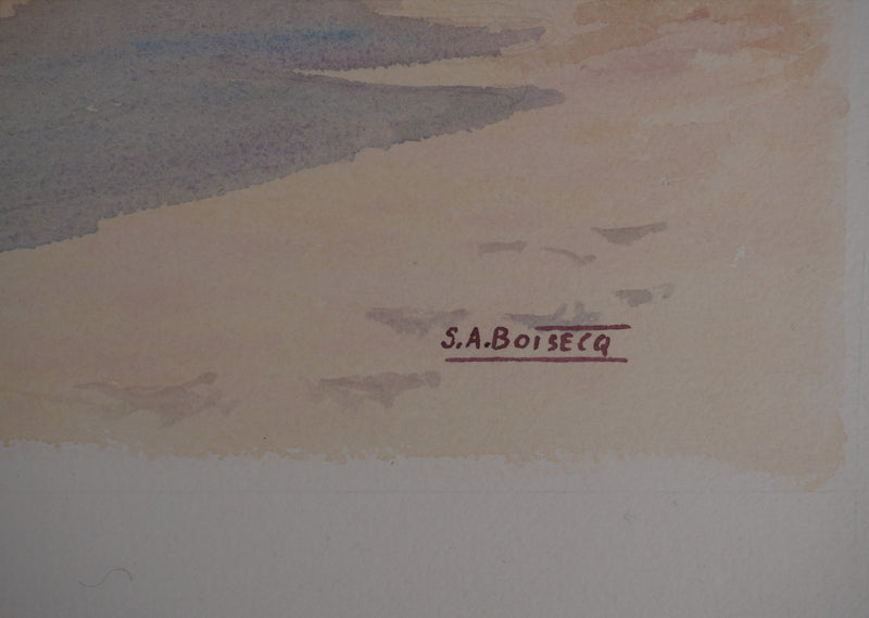 Salomon Alfred BOISECQ : Martinique, Plage des Salines, Aquarelle originale signée