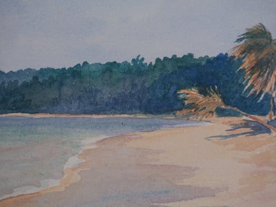 Salomon Alfred BOISECQ : Martinique, Plage des Salines, Aquarelle originale signée