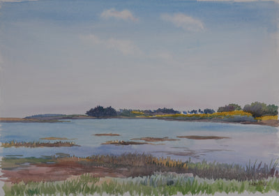 Salomon Alfred BOISECQ : Au bord de l'étang, Aquarelle originale signée
