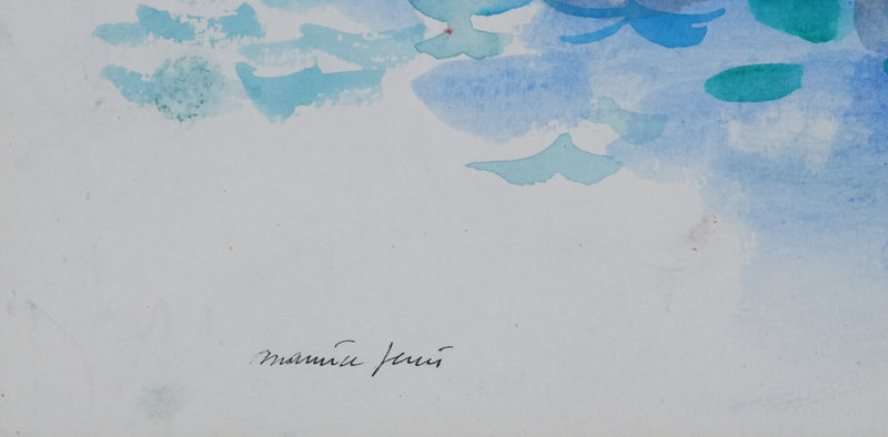 Maurice GENIS : La planche à voile, Aquarelle originale signée
