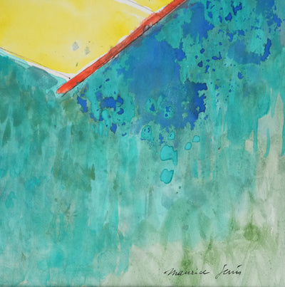 Maurice GENIS : Baignade et planche à voile, Aquarelle originale signée