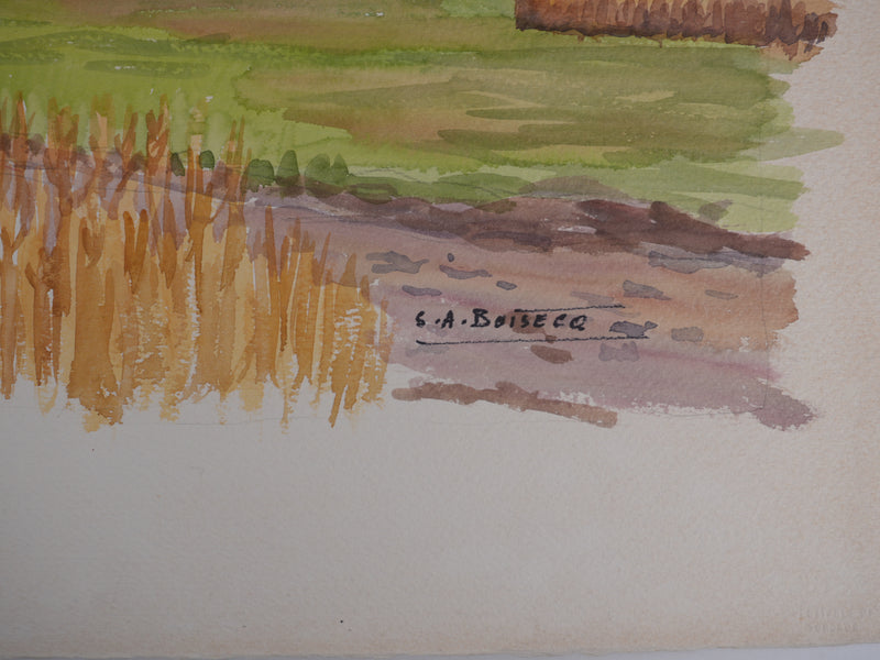 Salomon Alfred BOISECQ : Mas provençale, Aquarelle originale signée