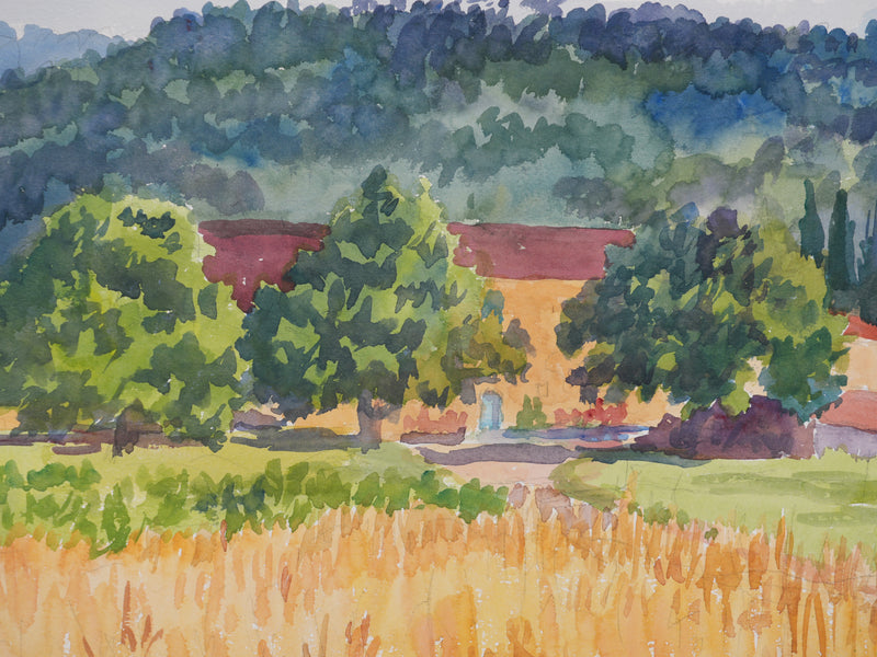 Salomon Alfred BOISECQ : Mas provençale, Aquarelle originale signée