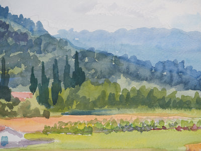 Salomon Alfred BOISECQ : Mas provençale, Aquarelle originale signée