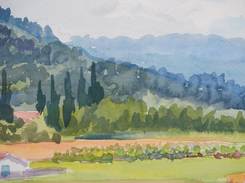 Salomon Alfred BOISECQ : Mas provençale, Aquarelle originale signée