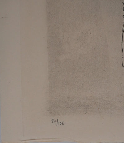 Paul GAVARNI : Le paysan, Gravure originale signée