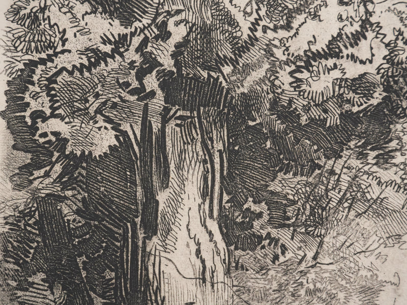 Edmond MORIN : Les enfants jouant dans les bois, Gravure originale signée