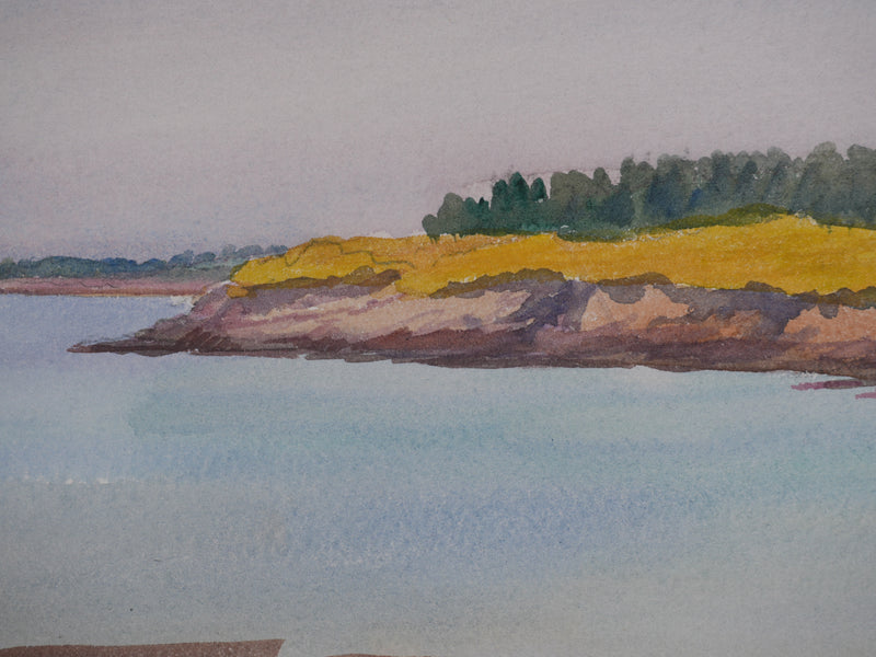 Salomon Alfred BOISECQ : Morbihan, Plage à Séné, Aquarelle originale signée