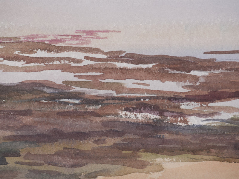 Salomon Alfred BOISECQ : Morbihan, Plage à Séné, Aquarelle originale signée