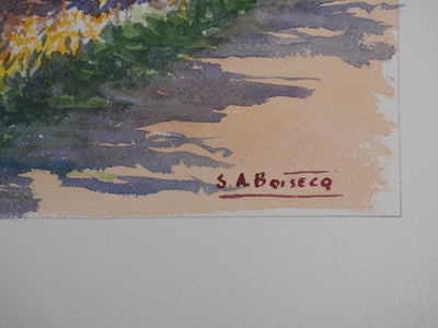 Salomon Alfred BOISECQ : Champ dans le Morbihan, Aquarelle originale signée