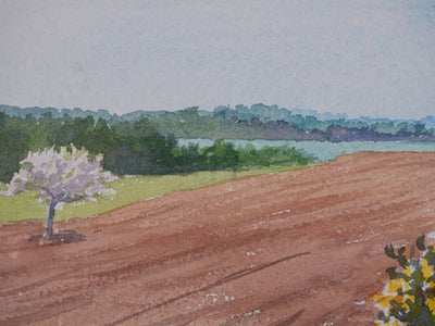 Salomon Alfred BOISECQ : Champ dans le Morbihan, Aquarelle originale signée