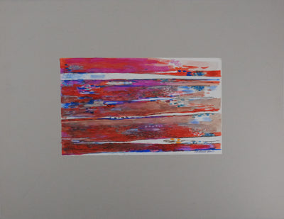 Maurice GENIS : Paysage abstrait au coucher de soleil, Dessin original signé