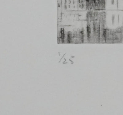 Camille COMBE : Sur le lac de Côme, Gravure originale signée