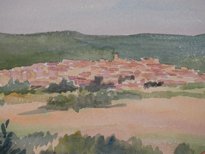 Salomon Alfred BOISECQ : Village dans le Var, Aquarelle originale signée