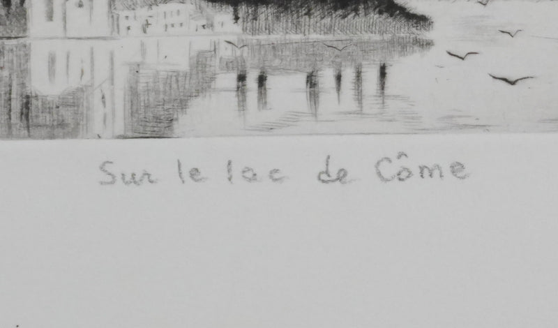 Camille COMBE : Sur le lac de Côme, Gravure originale signée