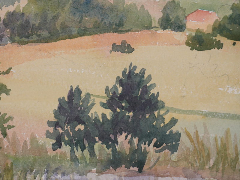Salomon Alfred BOISECQ : Village dans le Var, Aquarelle originale signée