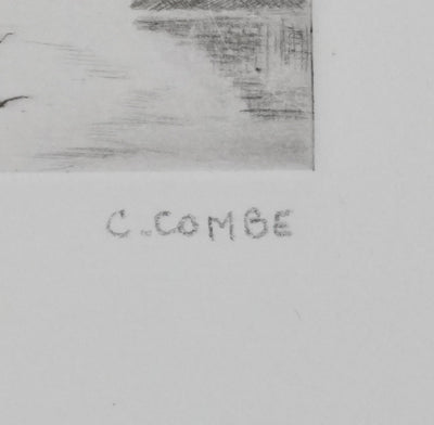 Camille COMBE : Sur le lac de Côme, Gravure originale signée
