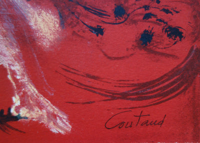 Lucien COUTAUD : Personnage surréaliste au poisson, Lithographie originale (photo de détail 2) - Crédit photo : Galerie Art.Paris