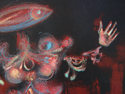 Lucien COUTAUD : Personnage surréaliste au poisson, Lithographie originale (photo de détail 4) - Crédit photo : Galerie Art.Paris