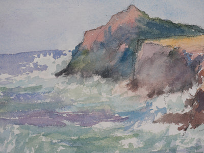 Salomon Alfred BOISECQ : Mer déchainée au Brusc, Aquarelle originale signée