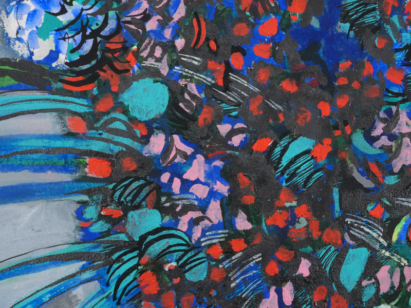 Maurice GENIS : Composition florale aux œillets, Huile sur papier original signé