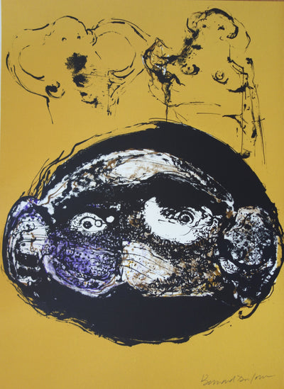 Bernard DUFOUR : Homme pensant à son couple, Lithographie originale (vue générale) - Crédit photo : Galerie Art.Paris