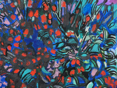 Maurice GENIS : Composition florale aux œillets, Huile sur papier original signé