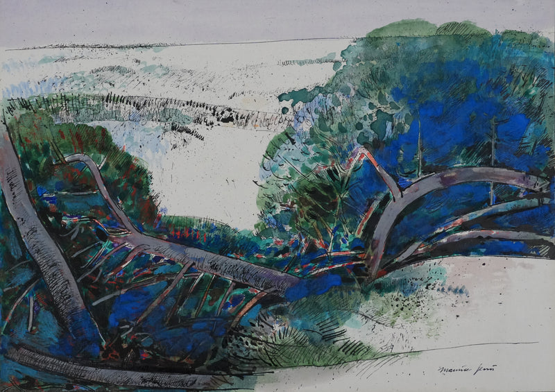Maurice GENIS : Les pins sur la dune, Dessin original signé
