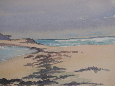 Salomon Alfred BOISECQ : Plage en Méditerranée, Aquarelle originale signée