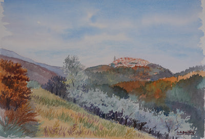 Salomon Alfred BOISECQ : Village provençal, Aquarelle originale signée