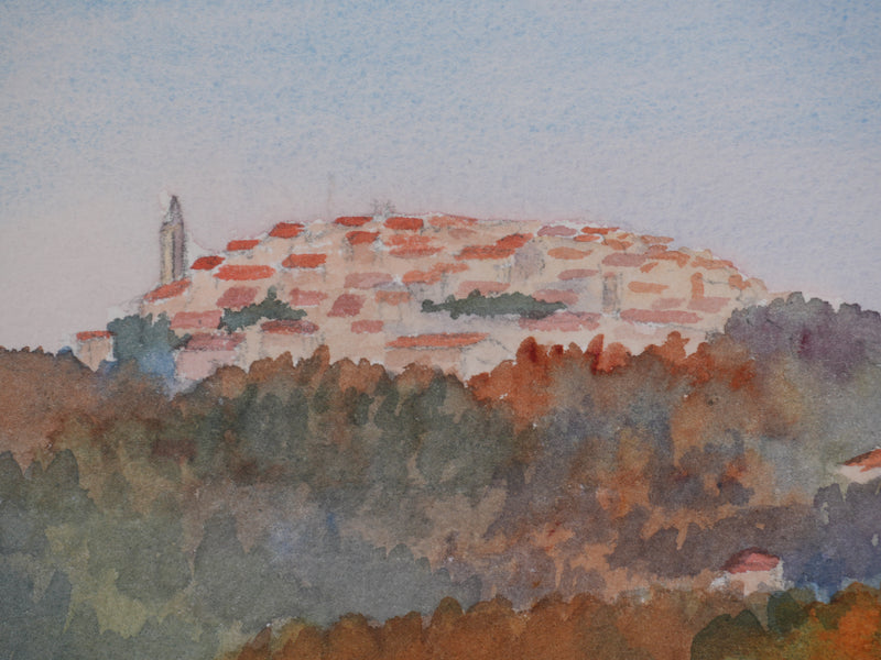 Salomon Alfred BOISECQ : Village provençal, Aquarelle originale signée