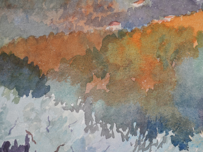 Salomon Alfred BOISECQ : Village provençal, Aquarelle originale signée