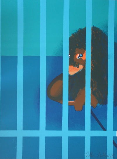 Gilles AILLAUD : Lion en cage, Lithographie originale (vue générale) - Crédit photo : Galerie Art.Paris