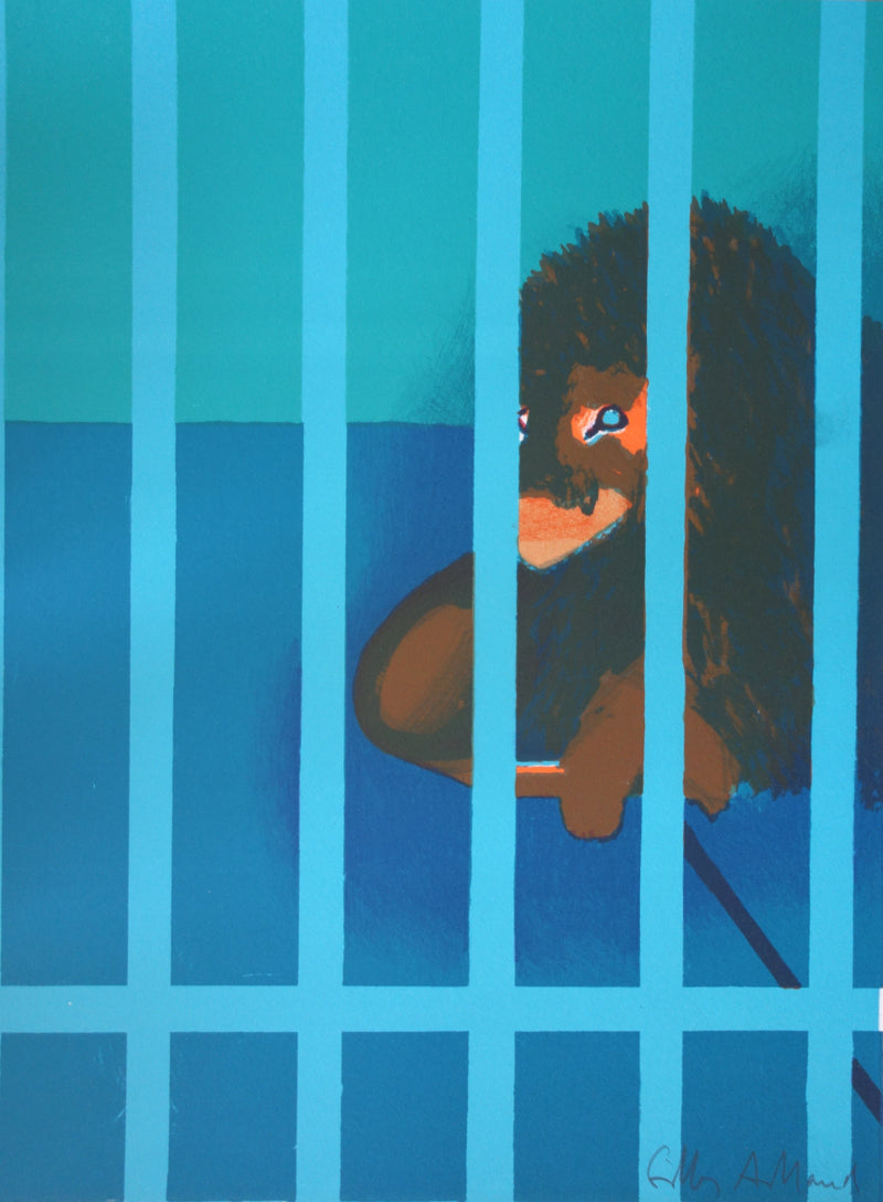 Gilles AILLAUD : Lion en cage, Lithographie originale (vue générale) - Crédit photo : Galerie Art.Paris