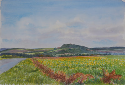 Salomon Alfred BOISECQ : Colline du Vézelay, Aquarelle originale signée