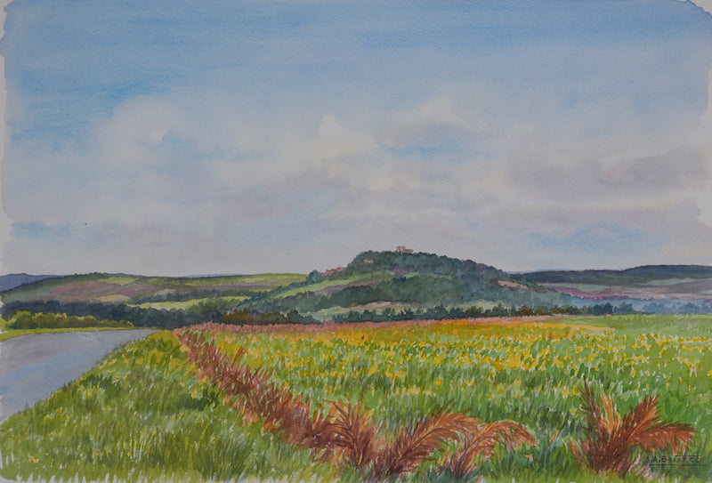 Salomon Alfred BOISECQ : Colline du Vézelay, Aquarelle originale signée