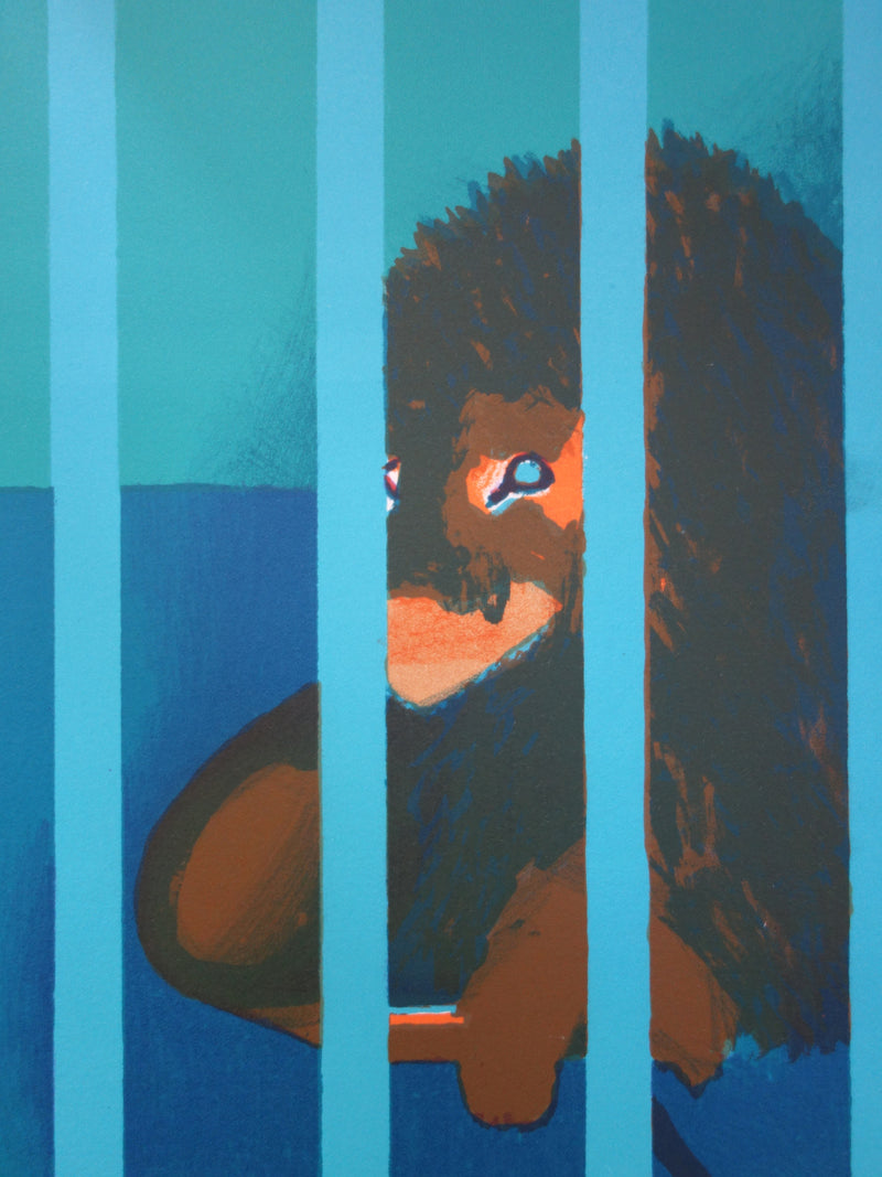 Gilles AILLAUD : Lion en cage, Lithographie originale (photo de détail 2) - Crédit photo : Galerie Art.Paris