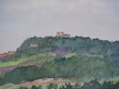 Salomon Alfred BOISECQ : Colline du Vézelay, Aquarelle originale signée