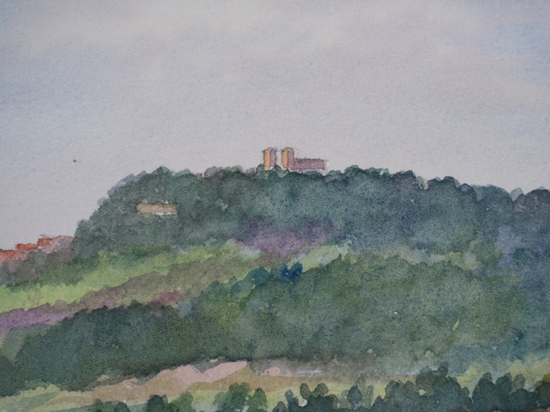 Salomon Alfred BOISECQ : Colline du Vézelay, Aquarelle originale signée
