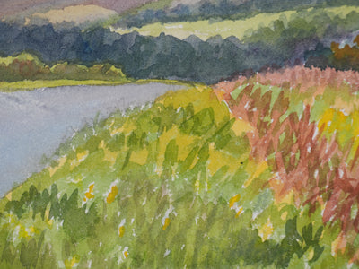 Salomon Alfred BOISECQ : Colline du Vézelay, Aquarelle originale signée