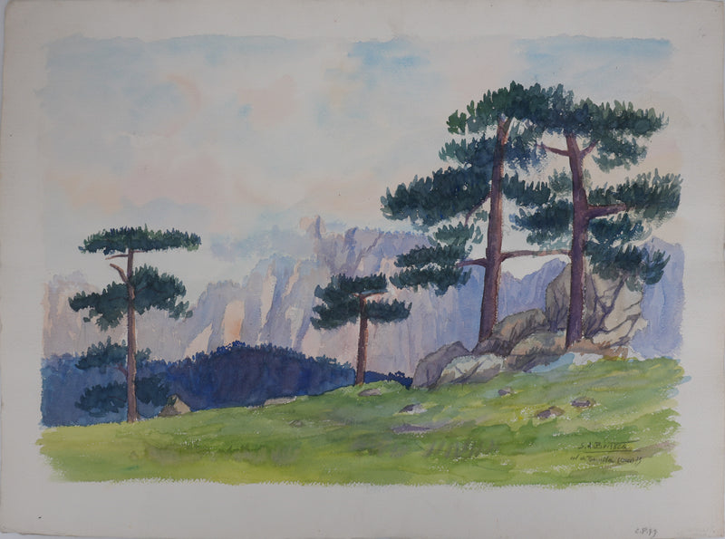 Salomon Alfred BOISECQ : Vue sur les falaises, Aquarelle originale signée