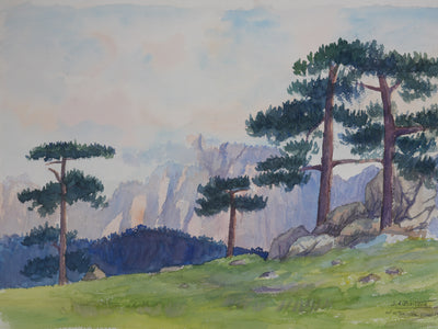 Salomon Alfred BOISECQ : Vue sur les falaises, Aquarelle originale signée