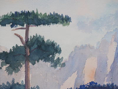 Salomon Alfred BOISECQ : Vue sur les falaises, Aquarelle originale signée