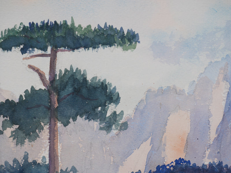 Salomon Alfred BOISECQ : Vue sur les falaises, Aquarelle originale signée