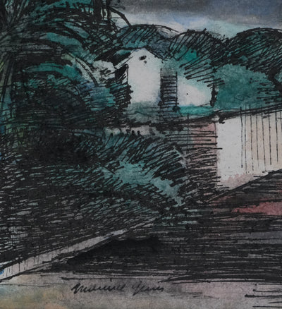 Maurice GENIS : La promenade en bord de mer, Dessin original signé