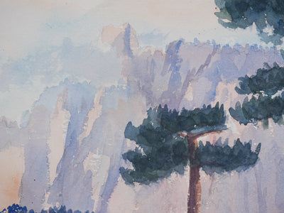 Salomon Alfred BOISECQ : Vue sur les falaises, Aquarelle originale signée