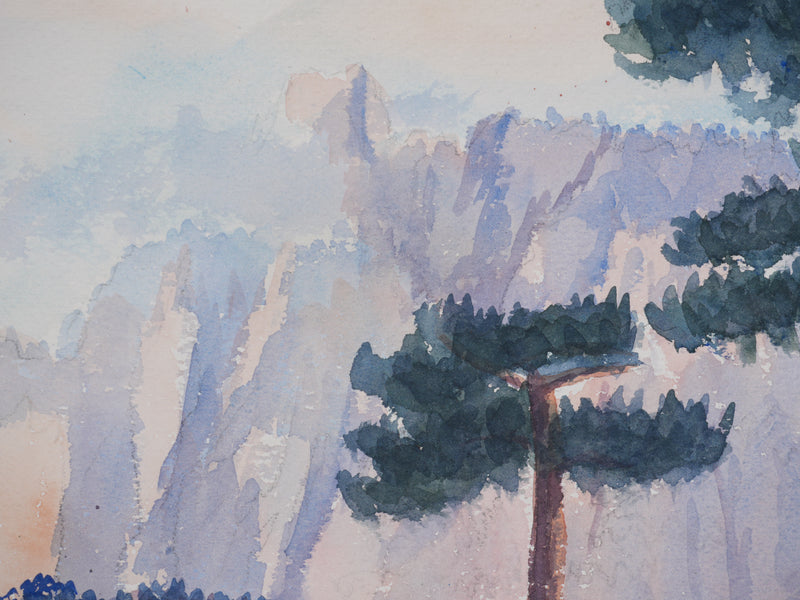Salomon Alfred BOISECQ : Vue sur les falaises, Aquarelle originale signée