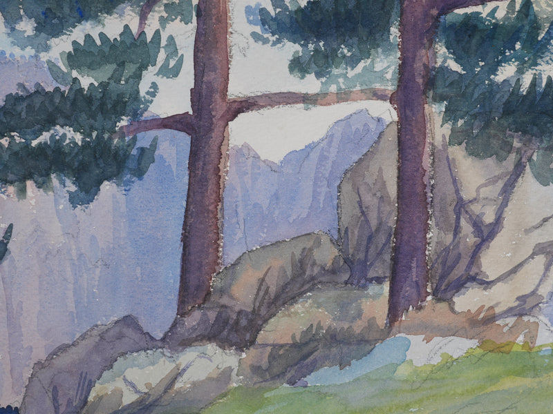 Salomon Alfred BOISECQ : Vue sur les falaises, Aquarelle originale signée