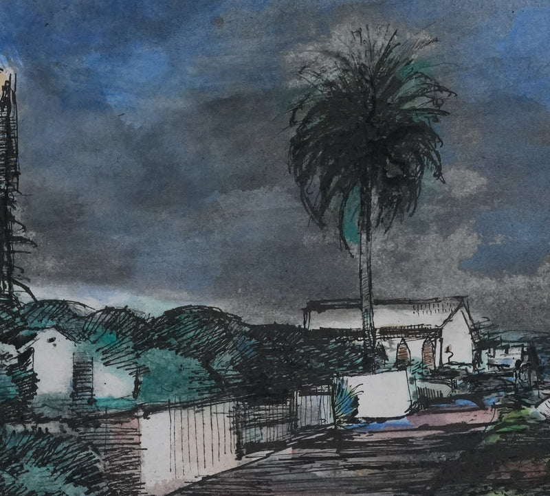 Maurice GENIS : La promenade en bord de mer, Dessin original signé