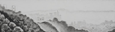 Camille COMBE : Le château de l'Alhambra, Gravure originale signée